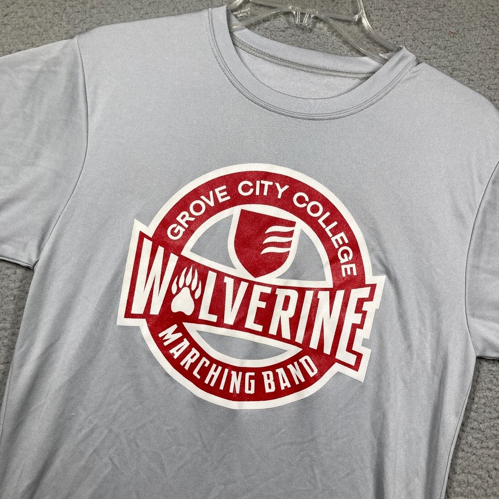 Grove City College Wolverine Marching Band T Shirt Adult Small Light‎ Gray FLAW